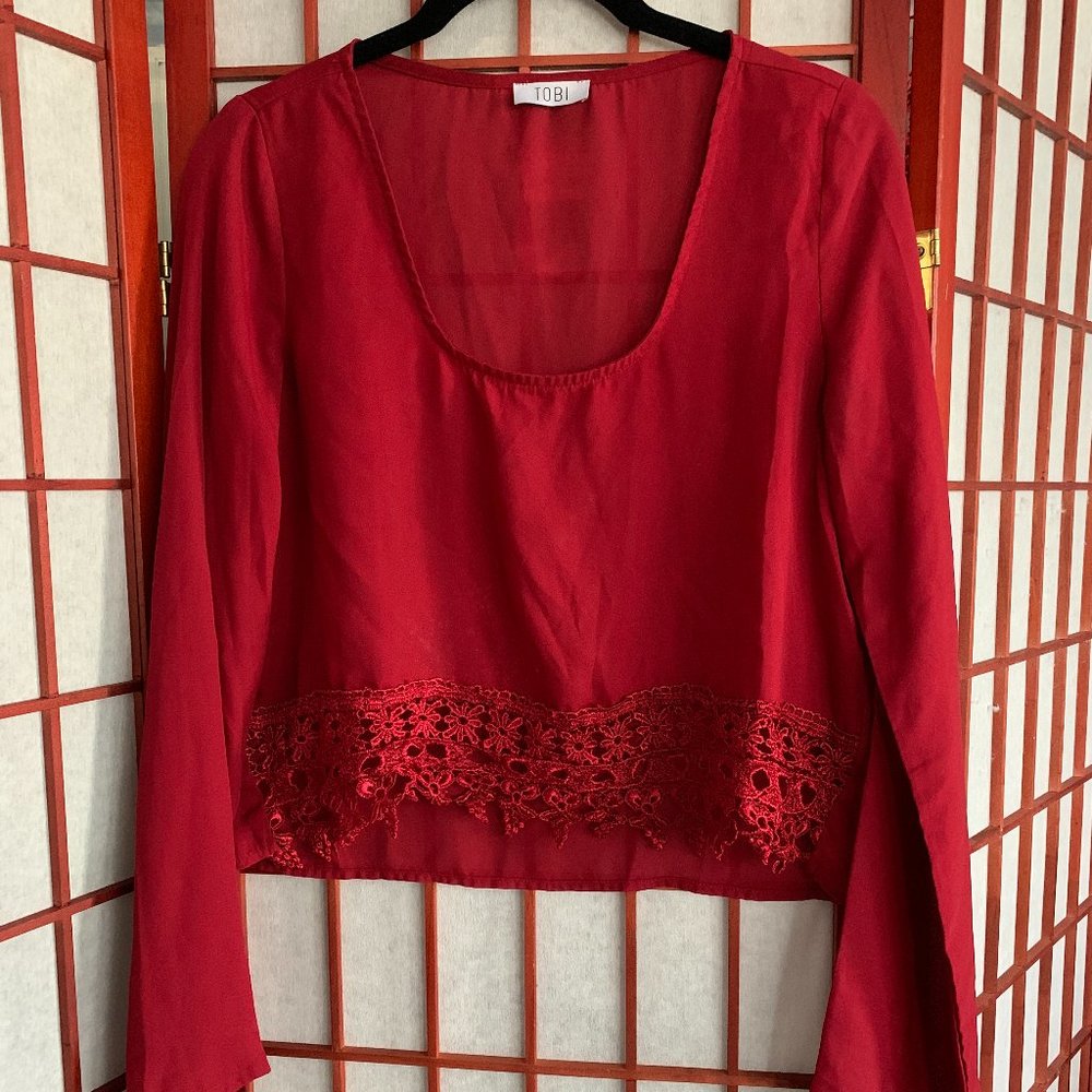 Burgandy, loose fitting crop top